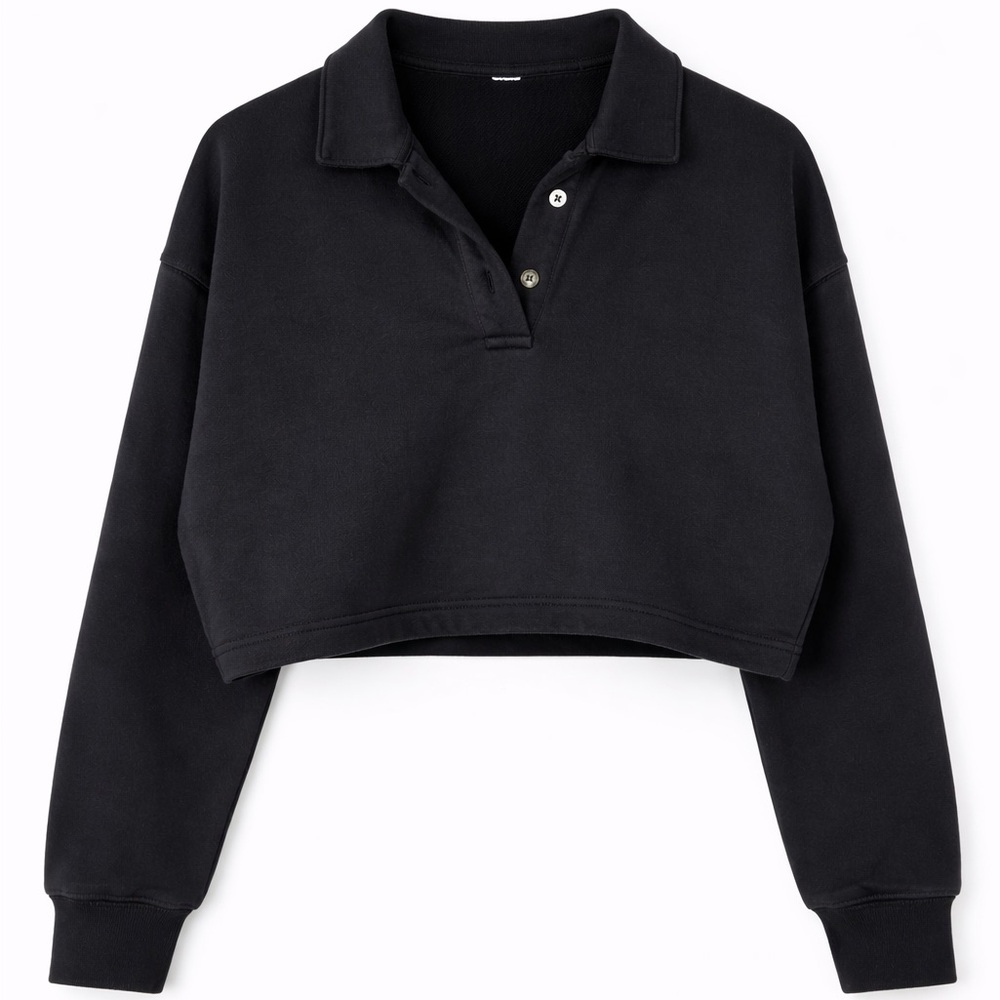 Alo Yoga Cropped Collared Sweatshirt – Black